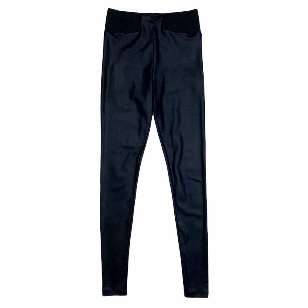 ASOS Black Faux Leather Leggings High Waisted Size US 4‎